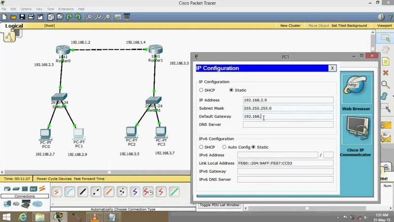 Cisco Packet Tracer Basic Networking - Static Routing using 2 routers ...