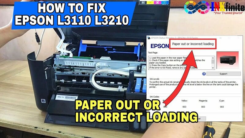 EPSON L3110 L3210 L3150 L3250 L3256 Paper Out or Incorrect Loading ...