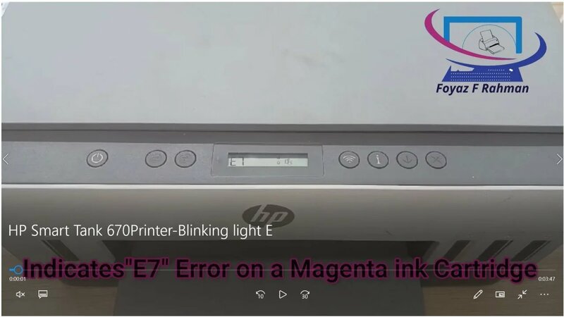 100% Solved HP Smart Tank 670 Printer Light Blinking E7 Error ...