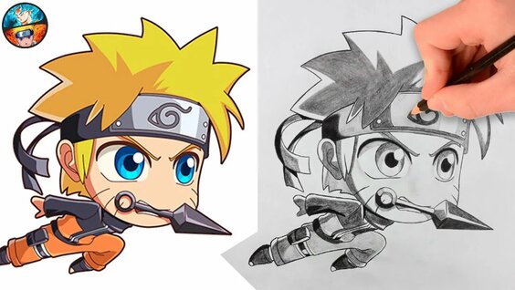 Speed Drawing anime ( Naruto VS Sasuke ) vh art 