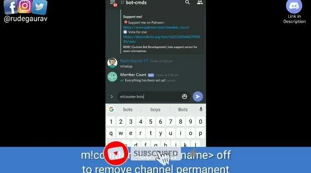 How to Setup Member Count Bot Discord | Tutorial | Delete channel ...
