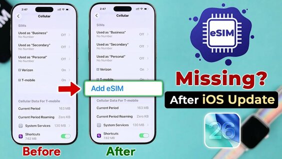Fix - eSIM Option Missing on iPhone After iOS 26 Update! [Add eSim ...