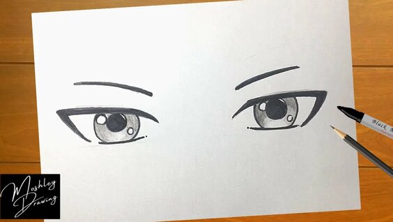 How to draw a HOT anime eyes (male)  easiest way!! #anime #arttutorial  #animeboy 