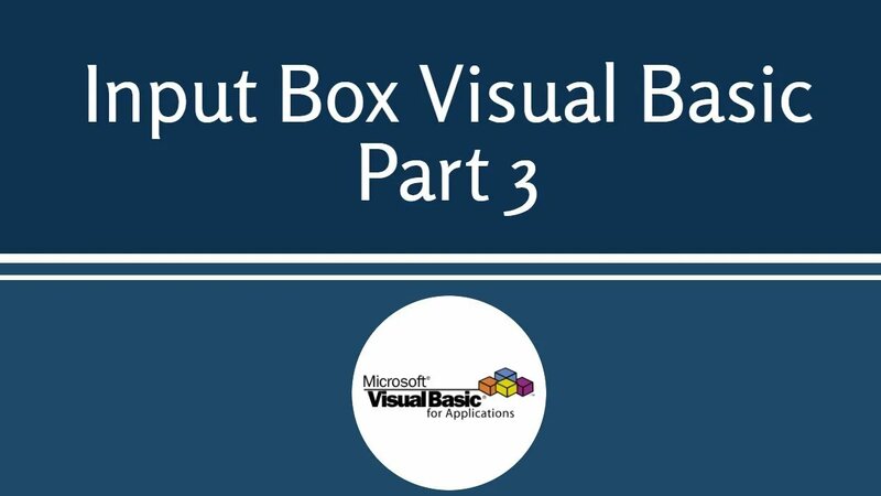 Input Box Visual Basic Part 3 | Excel VBA - Смотреть онлайн в поиске ...