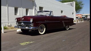 1952 Ford Crestline Sunliner Convertible in Maroon & Engine Sound on My Car Story with Lou Costabile