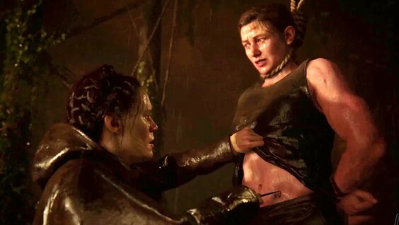 драматическая сцена между персонажами игры