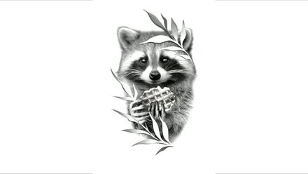 Creating tattoo sketch raccoon
