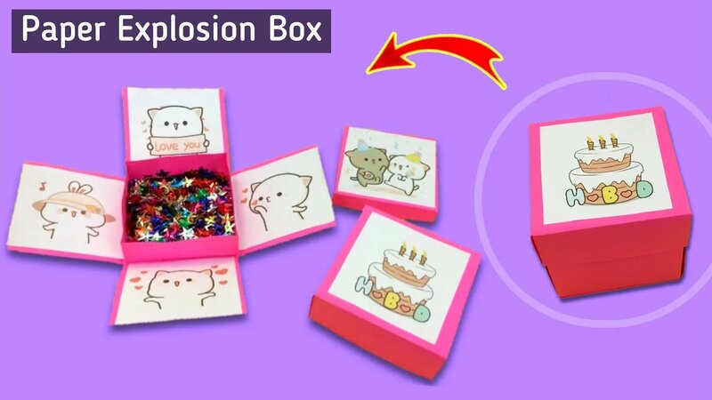 How to make Explosion Box / Paper Craft / Birthday gift ideas / Gift ...
