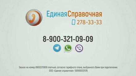 Единая Справочная - справочная служба по РТ. 8-900-321-09-09.