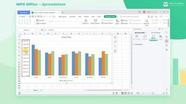 [WPS Academy] 1.0.9 Excel: How to draw a column chart in WPS ...