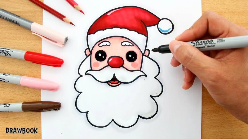 How to draw and paint Santa Claus (Face) | Cómo dibujar a PAPÁ NOEL