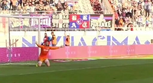 вратарь празднует гол с командой