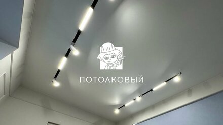 Матовые натяжные потолки в квартире 130 м2, утопленные трековые светильники. До и после установки.