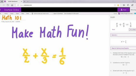 How To Microsoft Team Notebook OneNote Convert Hand Written Equations 