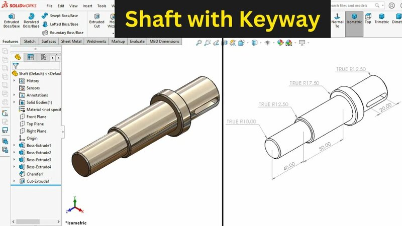 Shaft with Keyway in Solidworks | Robo CAD - Yandex Video aramada ...