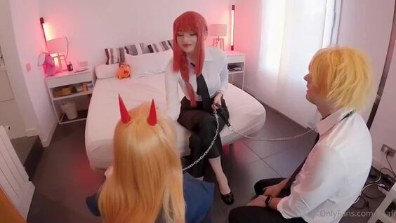 Hidorirose and enafox chainsaw man team bonding 3some