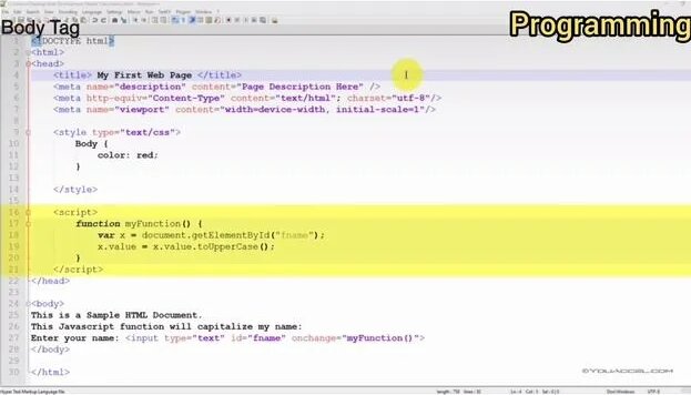 HTML body tag || HTML body tag onload || HTML body tag font family ...