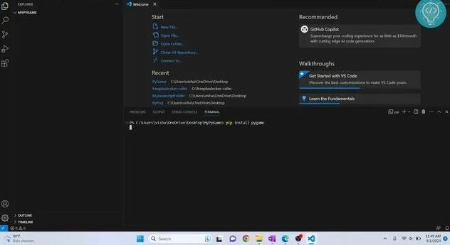How to Install and Setup PyGame with Visual Studio Code | PyGame in VS ...