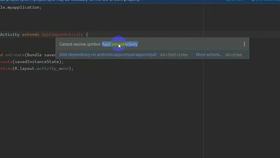 Android Studio error | cannot resolve symbol 'AppCompatActivity ...
