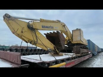Unloading of the KOMATSU PC400 excavator by a 120-ton crane /Разгрузка KOMATSU PC400 краном 120 тонн