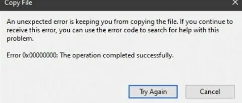An unexpected error is preventing you from moving the file error during ...