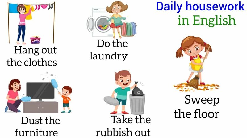 Daily Routines Housework Phrases | Housework Phrases | listen and ...