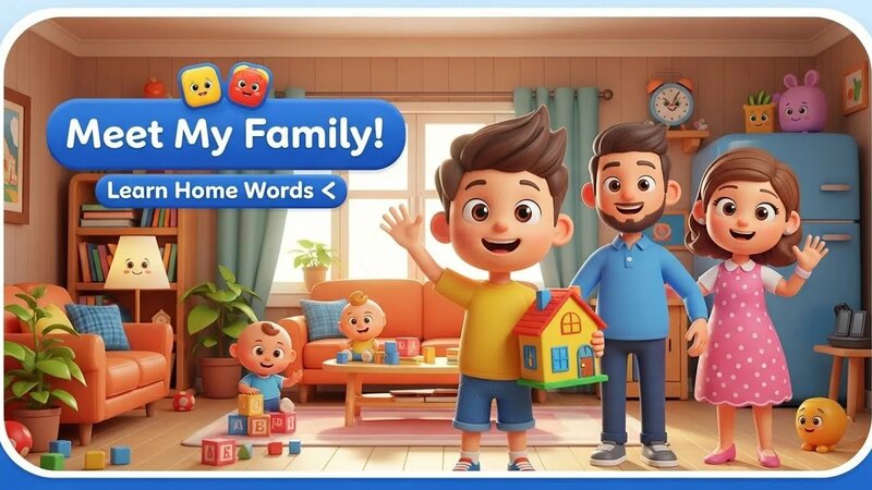 Learn Family & Home Words | 3D Cartoon English for Kids - Смотреть ...