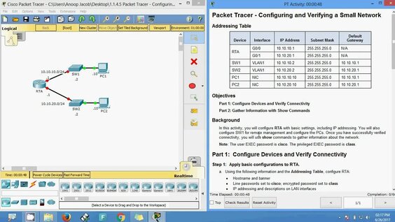 1.1.4.5 Packet Tracer - Configuring and Verifying a Small Network ...