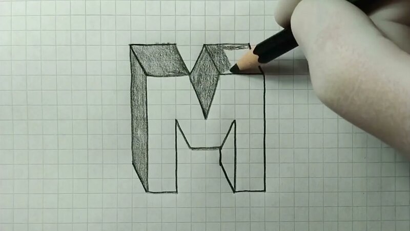 3 Boyutlu '' M '' Harfi Çizimi Nasıl Yapılır ? - 3D ''M'' Harfi Nasıl ...