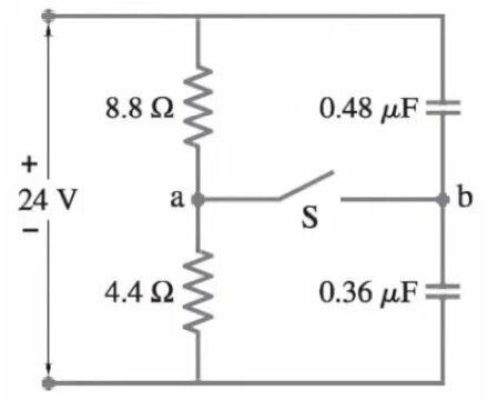 (26-51) Two resistors and two uncharged capacitors are arranged as ...