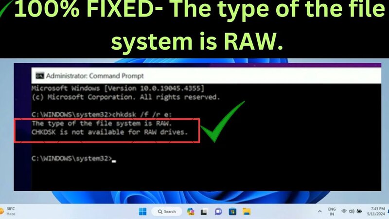 100% Fixed- The type of the file system is RAW. Chkdsk is not available ...