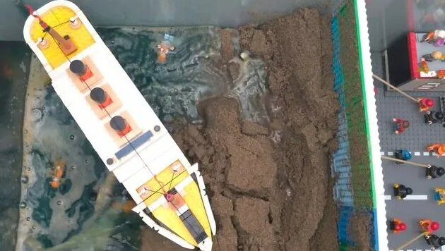 Lego Dam Breach Experiment - Lego People Against Tsunami & Danger of ...
