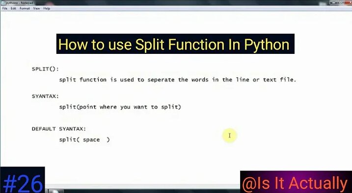 Split function in Python / how a split function works in python / split ...