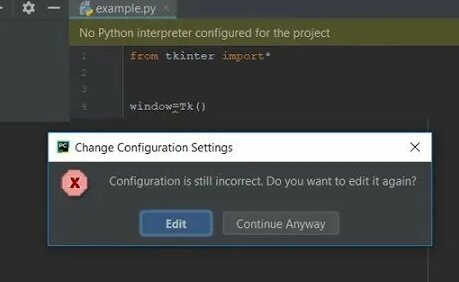 No python interpreter configured for the project. Pycharm configuration ...