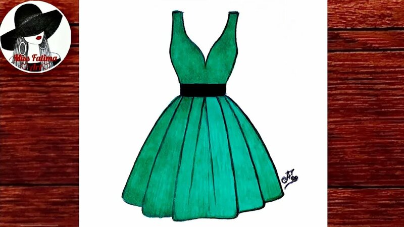 Как Нарисовать Платье Очень Легко И Просто | Рисуем Карандашом Платье ...