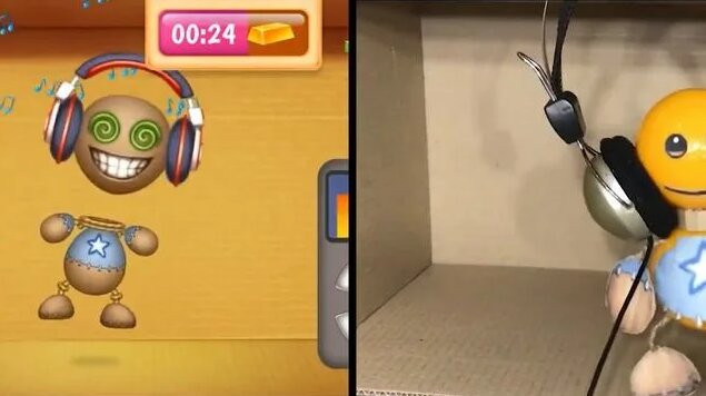 Kick The Buddy and real Buddy Antistress. Cardboard game. DIY ...
