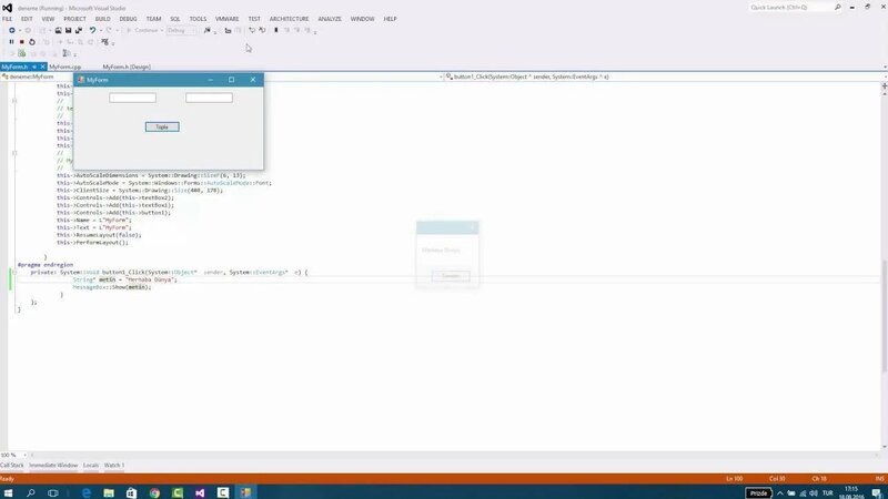 C++ Windows Form Uygulaması - 1 - Смотреть онлайн в поиске Яндекса по Видео