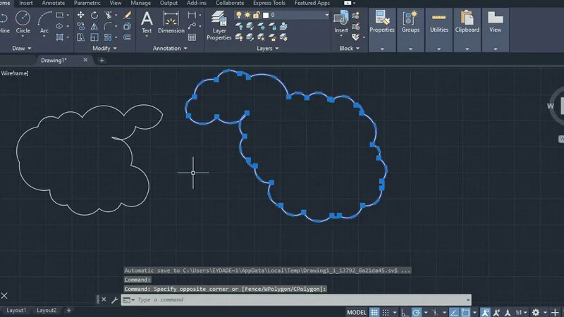 Ders 12= Autocad'te revcloud (bulut çizme), rectangular, polygonal ...
