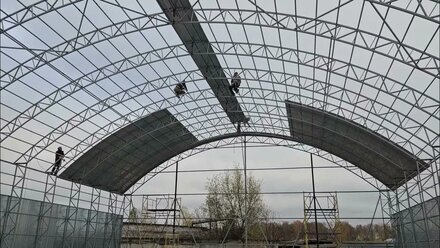 Обшивка ангара профлистом оцинкованным.