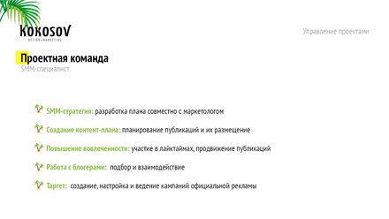 Управление проектами веб-студии. SMM специалист
