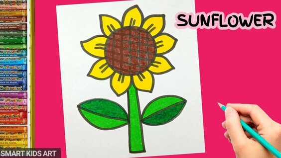 Chalk Sunflower Art project for Kids - Art Lesson using Pastels 