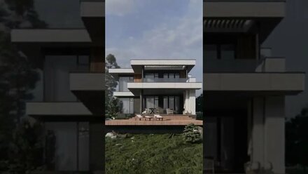 Hi-tech house, architectural rendering.