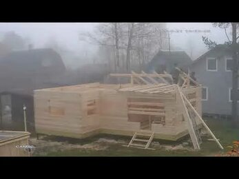 Строительство бани из бруса с мягкой кровлей- Стройлайт