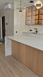 Кухонный фартук, столешница и остров с ногой #marble #interiordesign #kitchen #art