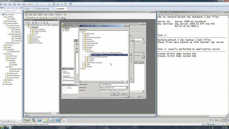 How to restore SQL Server 2008 R2 database and create ODBC - Смотреть ...