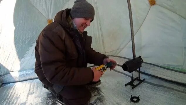Отличный обогрев палатки за копейки! Теплообменник для зимней рыбалки ...