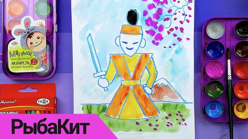 Как нарисовать Самурая воина Японии - урок рисования раскраска