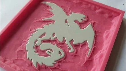 Силиконовая форма ZIKAM ДРАКОН В КАМНЕ для литья гипсового декора. Панно и фигурка дракона — 2 в 1!