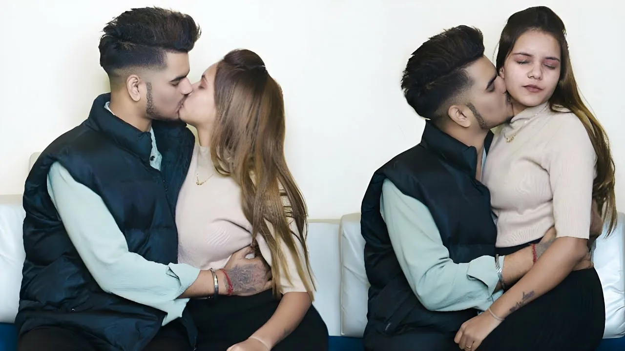 Seductive love bite moment