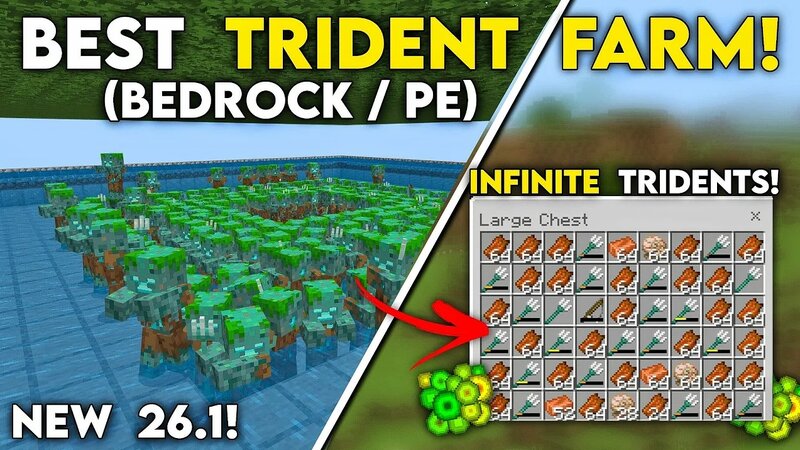 Easiest 26.1+ Trident FARM in Minecraft Bedrock & PE! (30+ Tridents/H ...
